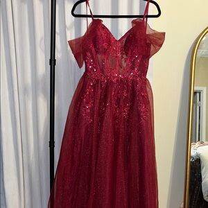 Elegant Burgundy Sequin Gown